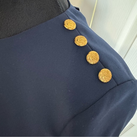 LAUREN RALPH LAUREN Two Tone Navy Red Anchor Buttons Sailor Shift Dress 4 NWT - Picture 4 of 10